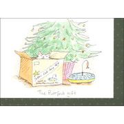 グリーティングカード クリスマス「箱に入った猫とツリー」メッセージカード