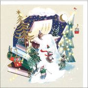 グリーティングカード クリスマス「本のネズミたち」メッセージカード