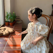2022年 夏の新作 韓国の子供服 女の子 花柄ドレス 半袖ワンピース プリンセスドレス