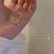 星と月のイヤリング S925 オプションのイヤリング/イヤークリップ 韓国ファッション アクセサリー