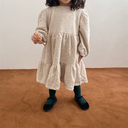女の子の赤ちゃんの春服の韓国版新しい子供のスカート、パフスリーブ+フリル気質の女の子のドレス