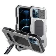 金属合金 iPhoneケース 耐衝撃 iPhone防水ケース 強化ガラス内蔵 スタンド機能 スライド式レンズ保護カバー