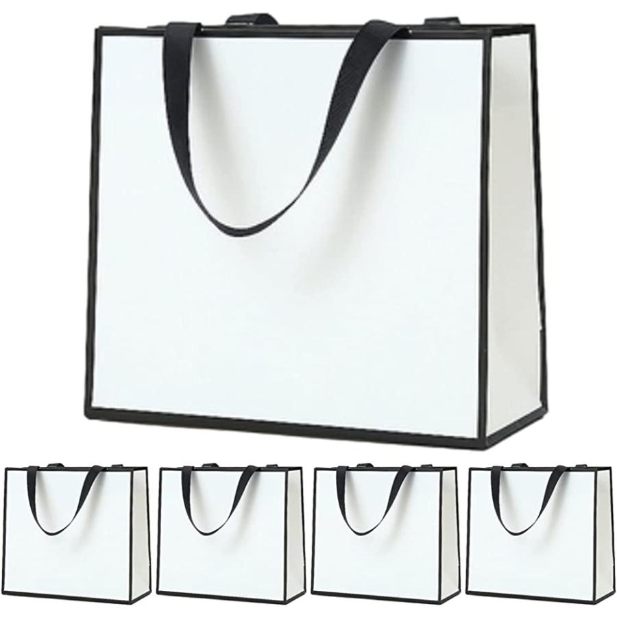 ギフトバッグ ラッピング袋 紙袋 手提げ袋 プレゼント シンプル 5枚 小さめ 白 横型( 白 横型)