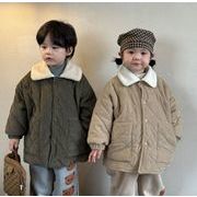 冬新作　韓国風子供服    暖かい服  コーデュロイ   コート   裹起毛   トップス      男女兼用  2色