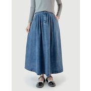 デニムスカート　ロングスカート　デザイン　着痩せ　韓国ファッション　2colors　