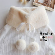 ファーマフラー　リボン付き　ポンポン　ふわふわ　レディース　韓国ファッション　秋冬　8colors