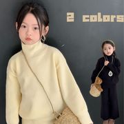 ★Girls★　子供ニットセットアップ　90~150cm　ハイネックセーター＋パンツ　韓国キッズファッション