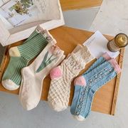 【☆特価商品☆】シースルーソックス　保温　秋冬向けの靴下　ファッション　　花柄デザイン　