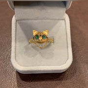 ファッション かわいい 猫のリング チェーンリング 猫の指輪 猫のアクセサリー ユニセックスオープンリング