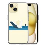 iPhone 15 Plus 側面ソフト 背面ハード ハイブリッド クリア ケース 鮫 サメ りんご パックン
