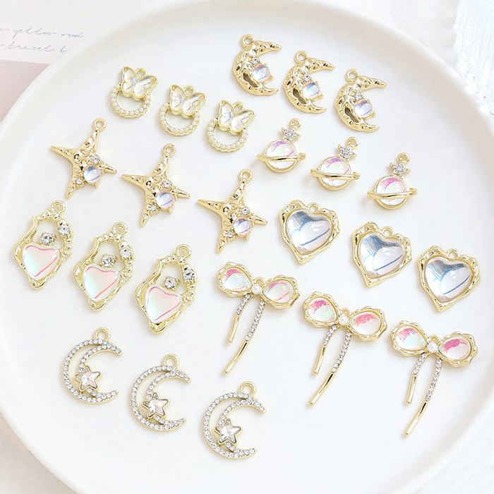 アクセサリーパーツ 手作り 星 ムーン スター 月 ハンドメイド ラインストーン 手芸 ピアスパーツ ハート