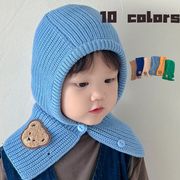 ★全10色★　子供帽子　キッズバラクラバ　テディーベアニット帽　秋冬　韓国ファッション
