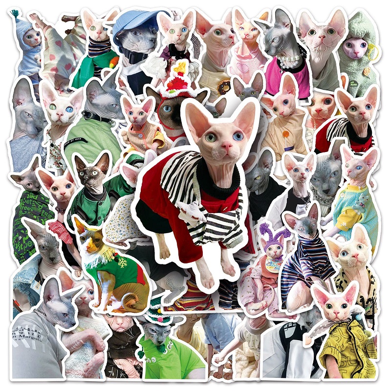 50枚/セット かわいい 猫のステッカー 猫アクセサリー diy装飾品 防水 手帳用シール 猫雑貨 猫カフェラベル