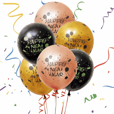 happy new year バルーン 新年 Xmas 12inch 2.8gゴム風船 約100枚入 写真撮影素材 イベント パーティー