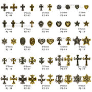 ネイル パーツ メタルパーツ クロス 十字架 ユリ 紋章 ジェルネイルパーツ アンティーク加工 チャーム
