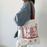 人気 かわいい うさぎのバッグ 女性用大容量バッグ うさぎ柄 キャンバスバッグ トートバッグ うさぎの雑貨