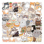 60枚/セットかわいい 猫のステッカー 防水 手帳用シール  動物モチーフのステッカー 猫の雑貨