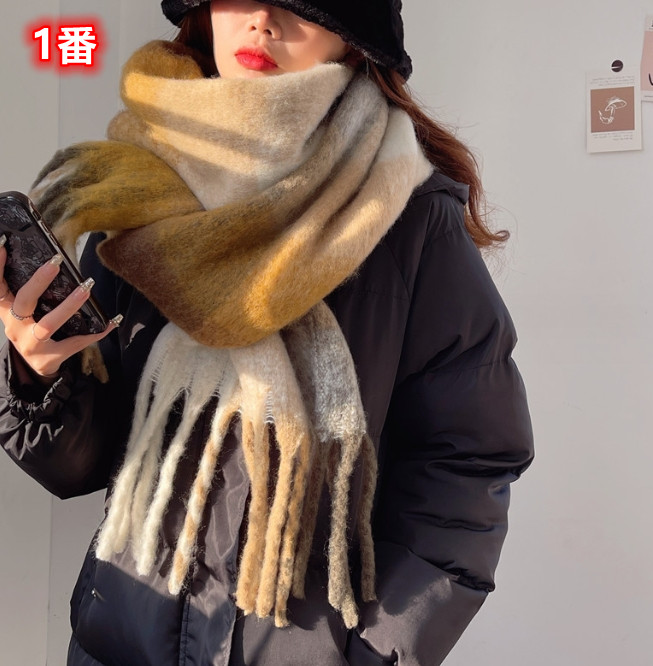 秋冬新作  スカーフ  保温 ファッション小物 虹格子スカーフ レディース用マフラー 高級感  INS