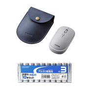 エレコム BlueLEDマウス薄型Bluetooth対応4ボタンポーチ付グレー