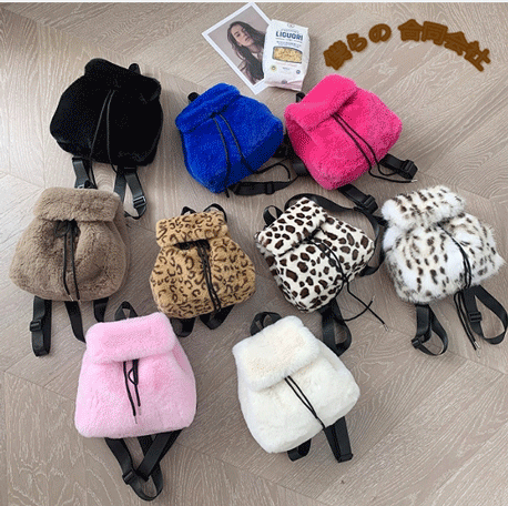 超人気　ふわふわ 　レディースバッグ　シンプル　リュック　大容量　ファーバッグ　2023年新作　15色展開