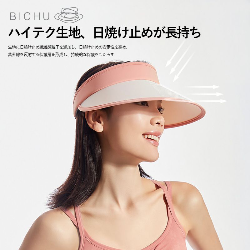 ●ユニセックス　春夏帽子　シンプルサンバイザー【サイズ調整 UVカット 日よけ】全6色●