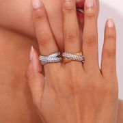 新作 欧米 人気 ファッション レディース かわいい  ジルコニア クロスのリング ステンレス鋼の指輪