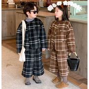 韓国子供服　2023年秋冬新作　男女兼用　チェック柄　ジャケット　ワンドパンツ　上下セット　90#-150#