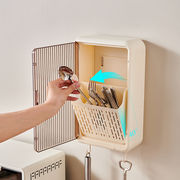 キッチン用品 壁掛け 箸かご パンチングなし 防水 防塵 多機能収納ラック マグネット式ドア開閉
