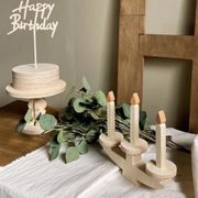 INS 人気  木質  ケーキ 高足で盛りつけ  ロウソク  燭台  インテリア 置物を飾る 創意撮影道具
