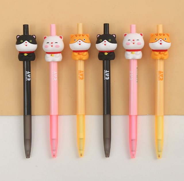 よーにゃんさま♡ありがとうございます❤ カスタムボールペン 創意文具 中性ボールペン ねこ ペン 筆記用具 サインペン 猫 0.5mm 2色