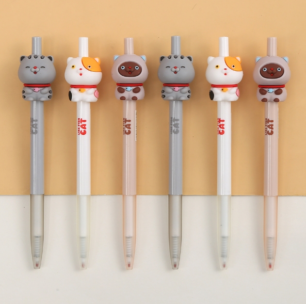 よーにゃんさま♡ありがとうございます❤ カスタムボールペン 創意文具 中性ボールペン ねこ ペン 筆記用具 サインペン 猫 0.5mm 2色