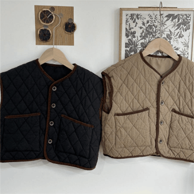 秋冬 ユニセックス アウター 韓国風子供服 キルティング 袖なしジャケット チョッキ ベスト上着 80-150