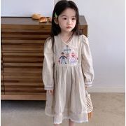 2024    赤ちゃん    長袖ワンピース    韓国風子供服    キッズ服    スカート