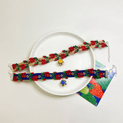 ペット用品 刺繍 バラの花 首輪 かわいい ネックチェーン ネックレス 装飾