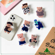 クマ柄 スマホスタンド ハートインストーン スマホホルダー 全種類対応 落下防止 装飾