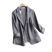 オシャレの幅が広がる ソリッドカラー 文芸 大きいサイズ ゆったり 綿麻コート レトロ スーツ コート