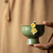 新色が安い 激安セール カンフー茶器 茶杯 茶の湯杯 レトロ 脚立杯 主人杯 陶磁器杯 手で花をつまむ 茶碗