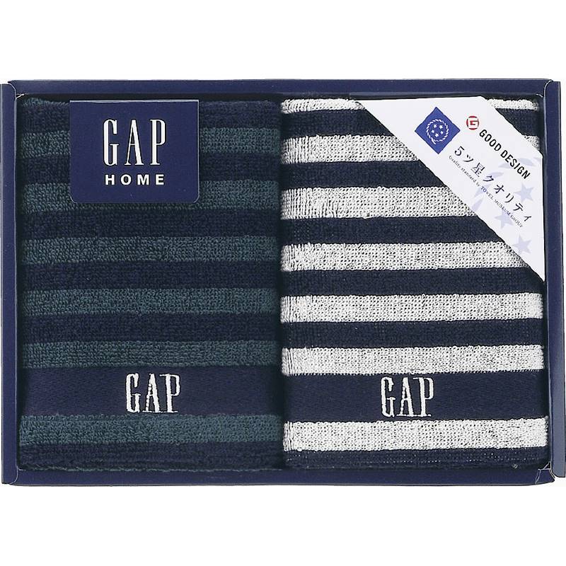 GAP HOME　NEW ボーダーギフト　ウォッシュタオル2P