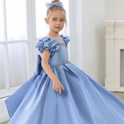 2024新しいスタイルオーダーメイド高貴なドレスガール　床の長さのドレス　ピアノ演奏プリンセスドレス