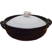 シリコンふた付き 土鍋（L）　黒