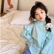 2024春夏新作  韓国風子供服  ベビー服    トップス  シャツ  ブルー    ファッション  女の子