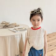 2024 韓国風子供服  ベビー服   ブラウス  トップス  シャツ  袖なし  ベスト  チョッキ  2色