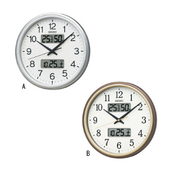 (インテリア)セイコー カレンダー・温度・湿度計付電波掛時計　(KX275)