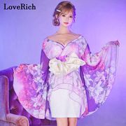 1279百合 レース ミニスカート オフショル 花魁 着物 ドレス コスプレ イベント ハロウィン