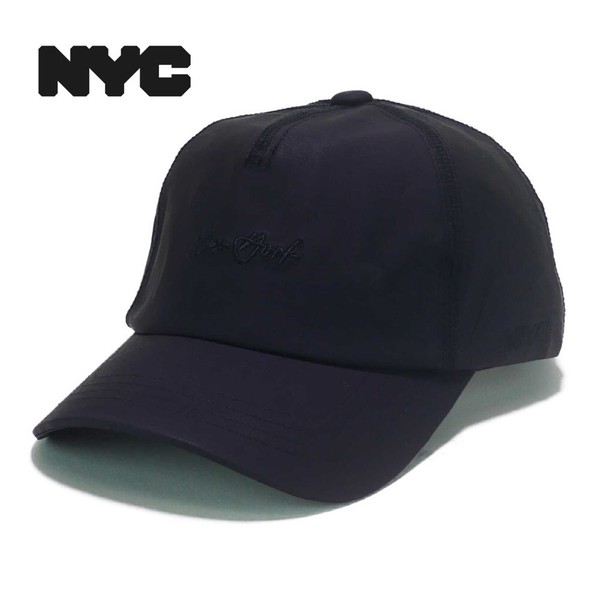 NYCライセンスシボ加工エコレザー6パネルキャップ　ヤング帽子