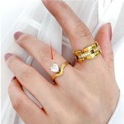 欧米 の新製品  人気の可愛いハート型のジルコンリング ステンレス鋼 18k メッキ 女性の指輪