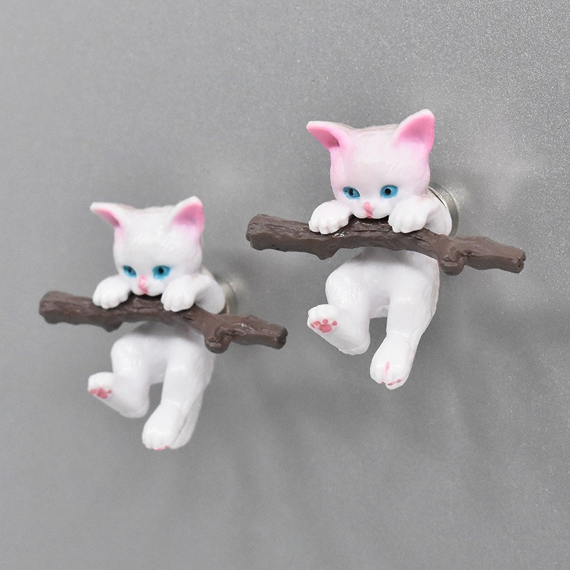 2色 立体枝猫冷蔵庫マグネット   PVC猫冷蔵庫装飾 磁石 冷蔵庫のメッセージ  猫雑貨