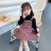 子供服 新作 長袖 セット ワンピース お姫様ドレス スカラップ 裾フリル  可愛い きれい デザイン感