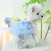デイジー うさぎの耳のデザイン   犬服  お姫様 青い ワンピース 猫服 結婚式  ペット 洋服  春夏新作