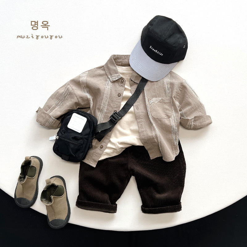 2024新作 韓国子供服 ベビー服 男の子  長袖トップス  シャツ  2色  80-130cm